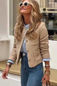 Clara Cropped Blazer - Short Tweed Jacket with Button Closure for Women 0