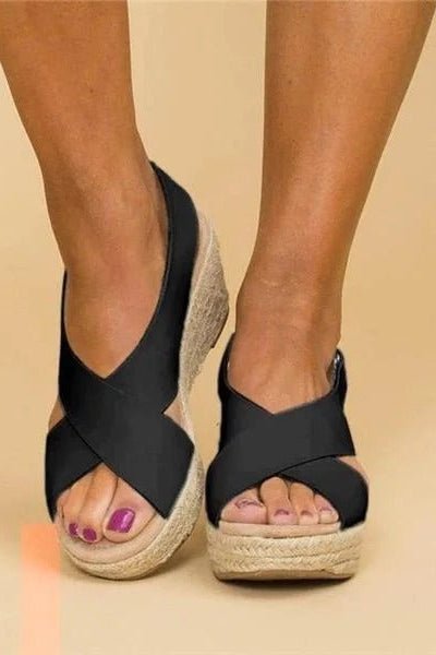 ComfortStep - Women's Orthopedic Wedge Sandals with Adjustable Cross Straps 6