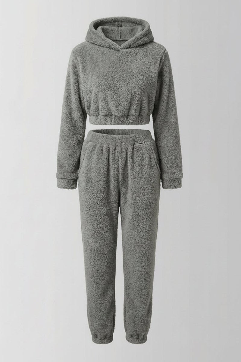 Cozy Fleece Lounge Set for Women - Stylish Hoodie and Comfortable Trousers 2