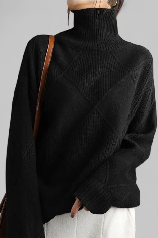 COLDÉRA – Women’s Patterned Oversized Turtleneck Knit Sweater for Spring