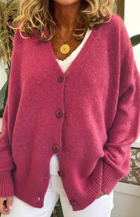 Cozy V-Neck Knit Cardigan for Women - Stylish Layering Essential in Soft Fabric 10