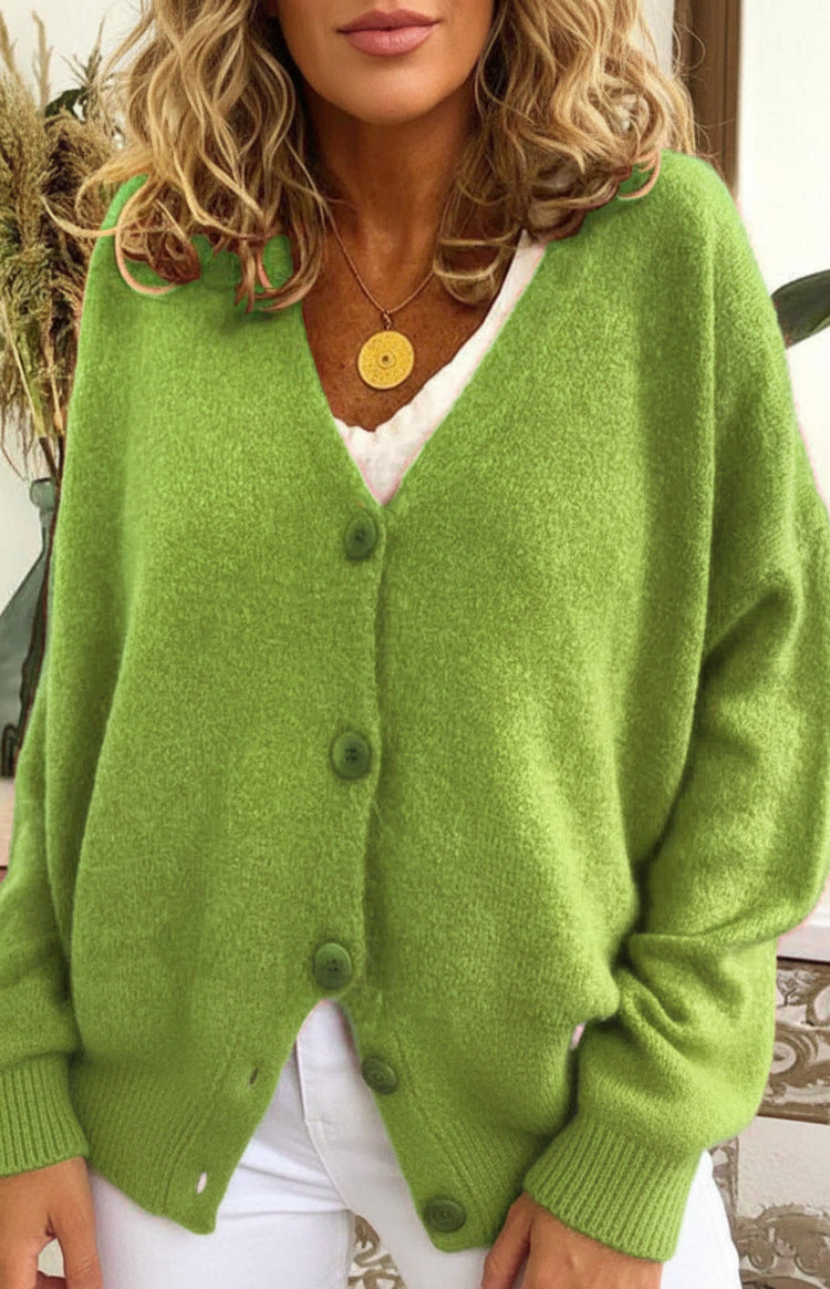 Cozy V-Neck Knit Cardigan for Women - Stylish Layering Essential in Soft Fabric 13