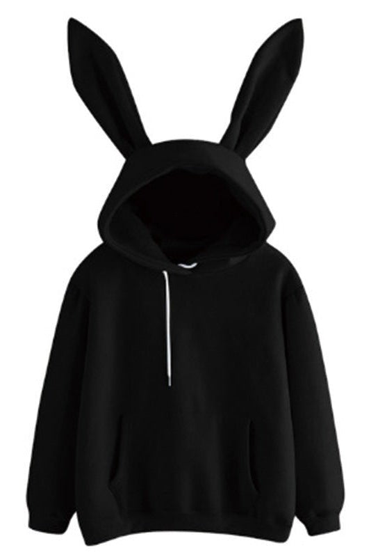 Cozy Women's Hooded Sweatshirt with Playful Rabbit Ears for Casual Wear 2