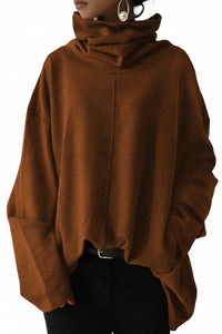 Cozy Women's Long Sleeve Turtleneck Sweatshirt with Pockets - Stylish Comfort 3