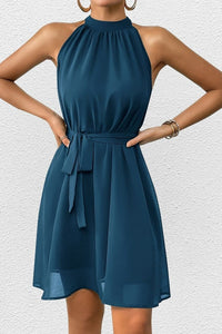 Delilah - Stylish Black Midi Dress with Round Neck & Ruffle Hem 3