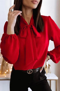 Elegant Bow Neck Long Sleeve Blouse for Women with Puffed Sleeves 6