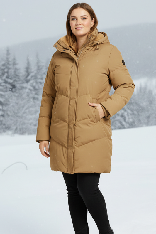 Elegant Plus-Size Puffer Jacket Women - Quilted Thermal Winter Coat 0