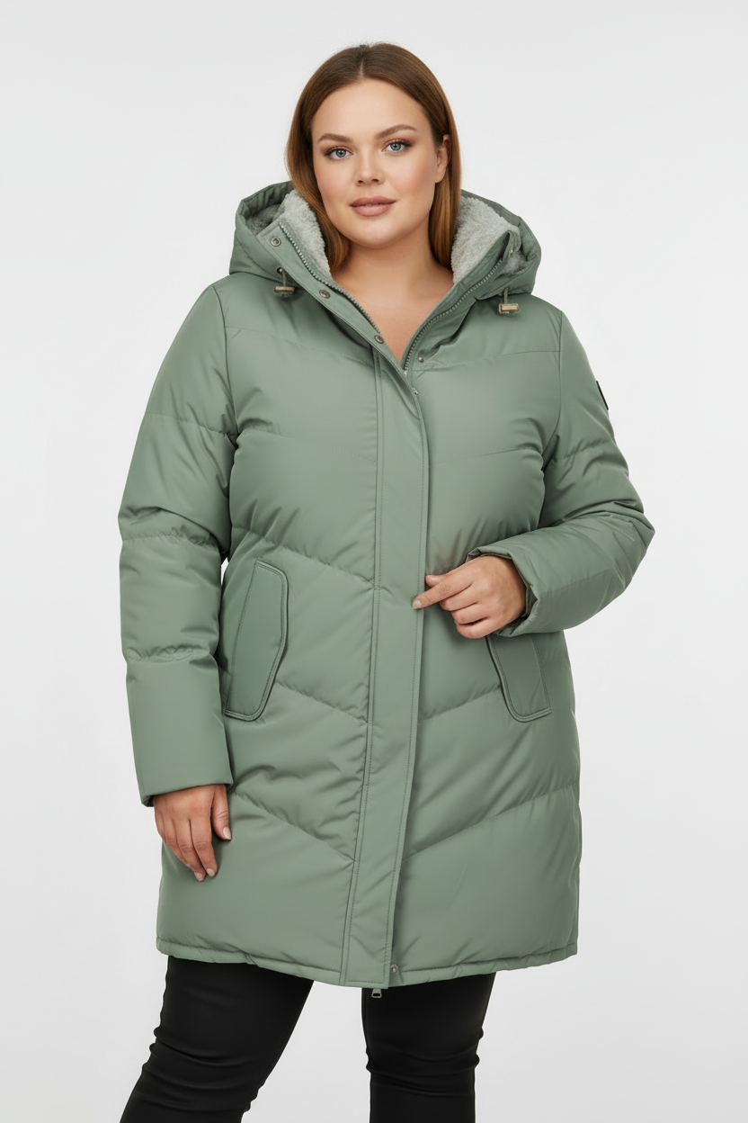 Elegant Plus-Size Puffer Jacket Women - Quilted Thermal Winter Coat 1