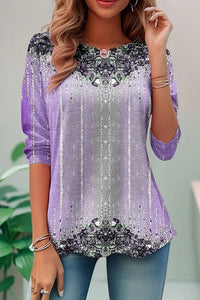 Elegant Sequin Top for Women - Loose Fit Going Out Top with Three-Quarter Sleeves 3