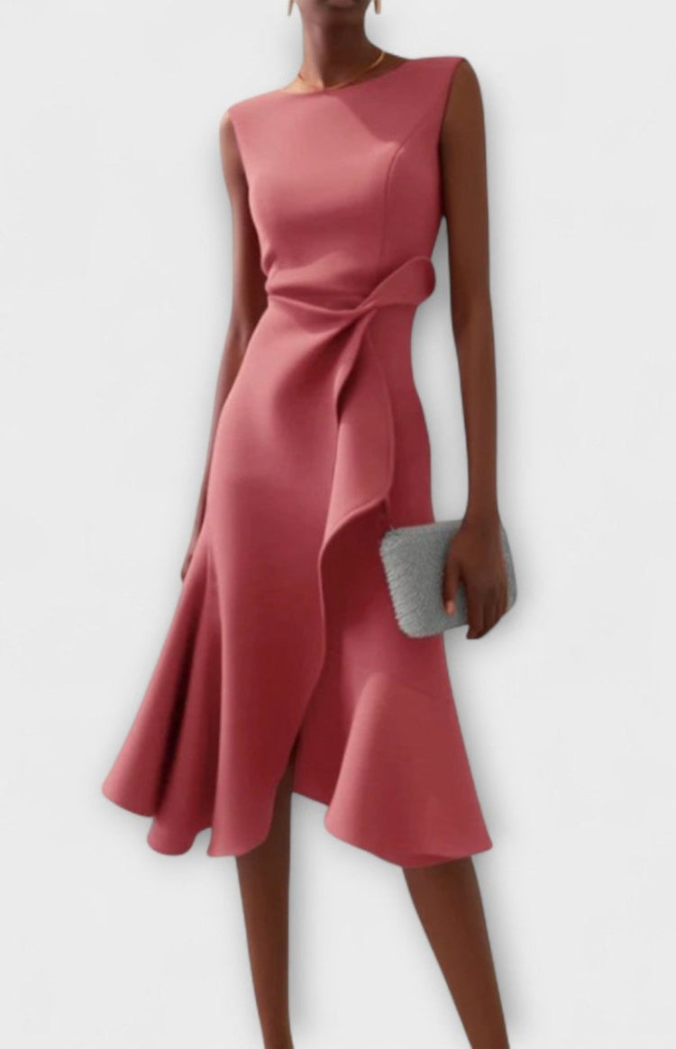 Elegant Sleeveless Pleated Midi Dress for Women - Perfect for Cocktail and Formal Occasions 3