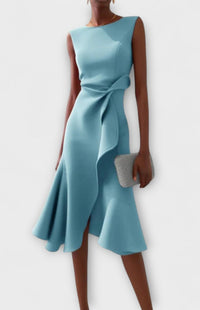 Elegant Sleeveless Pleated Midi Dress for Women - Perfect for Cocktail and Formal Occasions 4