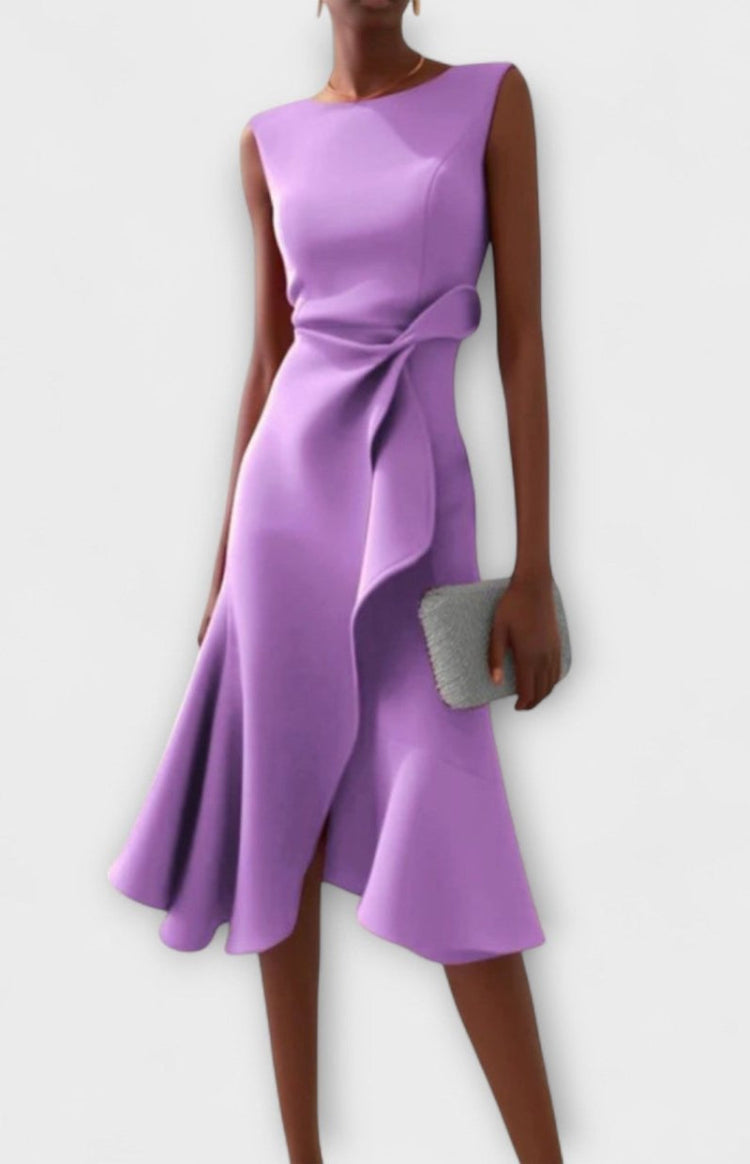 Elegant Sleeveless Pleated Midi Dress for Women - Perfect for Cocktail and Formal Occasions 5