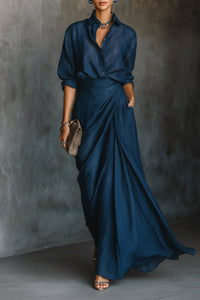 Elegant Two Piece Sets for Women - Tailored Shirt and Flowing Long Skirt 0