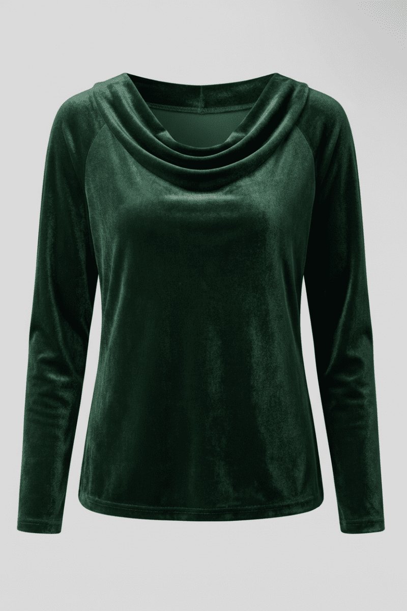 Elegant Velvet Shirt for Women - Relaxed Fit with Draped Collar, Cozy Style 10