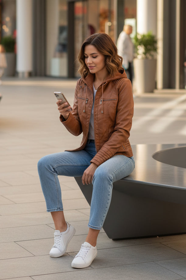 Elegant Weatherproof Women's Jacket with Detachable Hood and Soft Lining 0