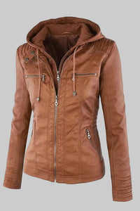 Elegant Weatherproof Women's Jacket with Detachable Hood and Soft Lining 1