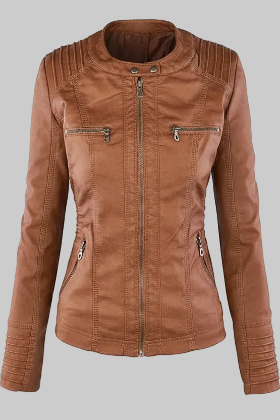 Elegant Weatherproof Women's Jacket with Detachable Hood and Soft Lining 2