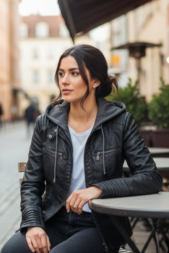 Elegant Weatherproof Women's Jacket with Detachable Hood and Soft Lining 4