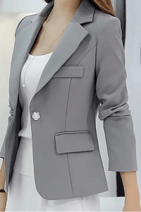 Elegant Women's Blazer - One-Button Closure & Notch Lapel Collar, Tailored Fit 6