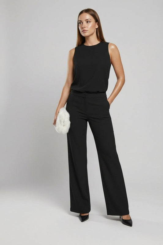 Elegant Women's Crew Neck Jumpsuit with Comfortable Fit for Versatile Wear 1