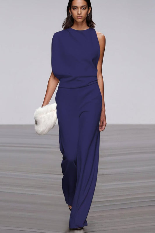 Elegant Women's Crew Neck Jumpsuit with Comfortable Fit for Versatile Wear 10