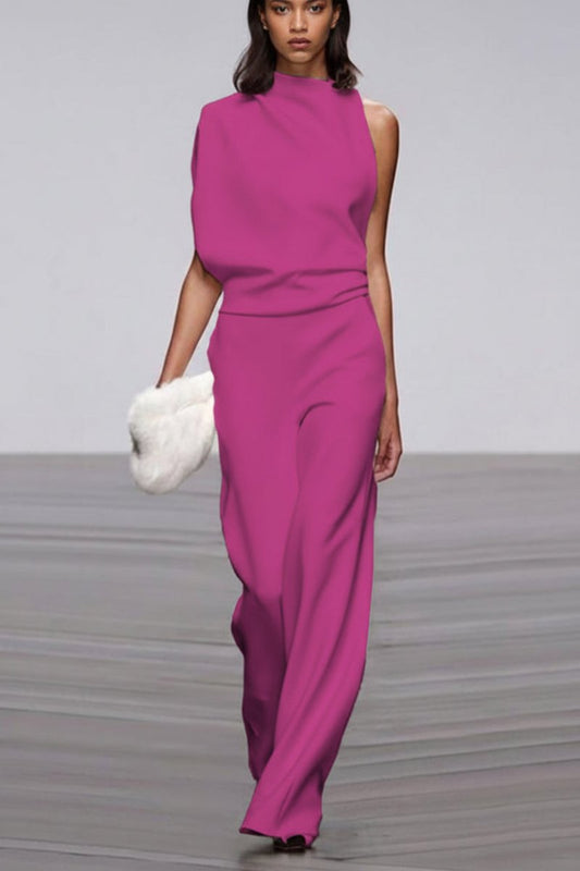 Elegant Women's Crew Neck Jumpsuit with Comfortable Fit for Versatile Wear 11