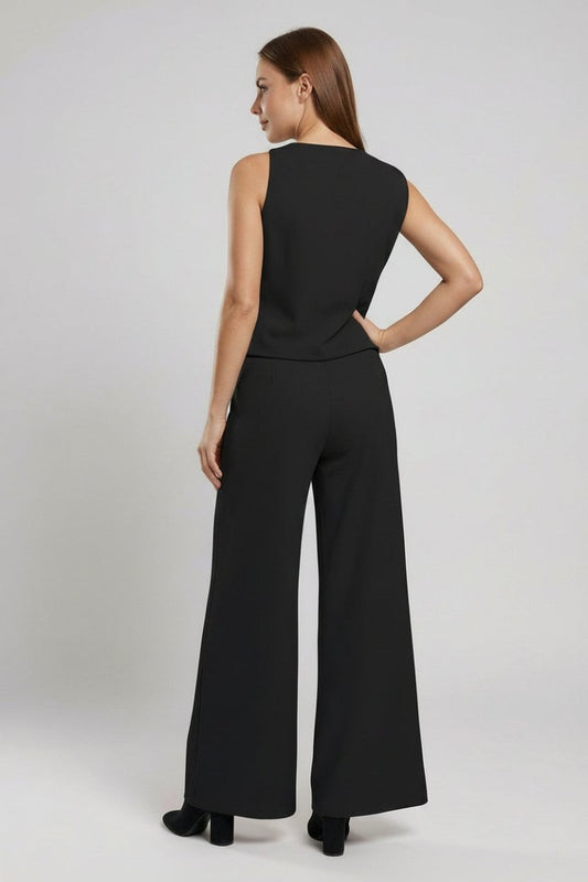 Elegant Women's Crew Neck Jumpsuit with Comfortable Fit for Versatile Wear 2