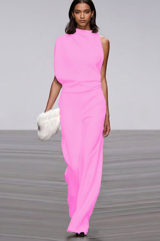 Elegant Women's Crew Neck Jumpsuit with Comfortable Fit for Versatile Wear 5