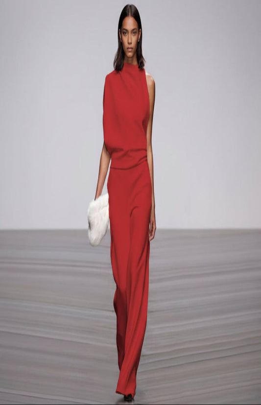 Elegant Women's Crew Neck Jumpsuit with Comfortable Fit for Versatile Wear 7