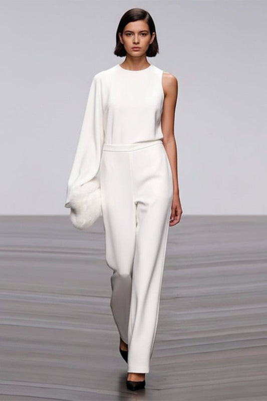 Elegant Women's Crew Neck Jumpsuit with Comfortable Fit for Versatile Wear 8