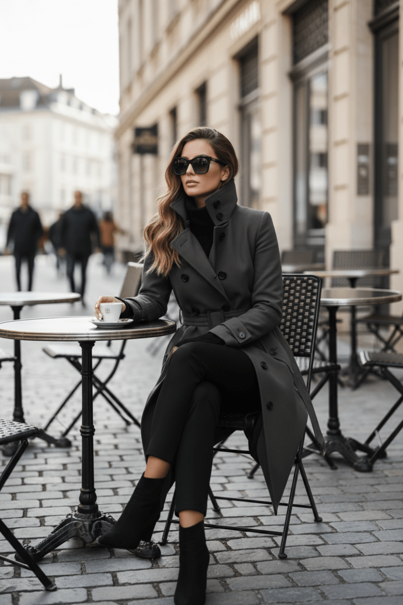 VERTICÉ – Elegant Women's High Collar Button Trench Coat for Spring Sophistication