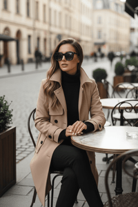 VERTICÉ – Elegant Women's High Collar Button Trench Coat for Spring Sophistication