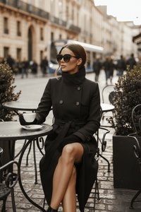 VERTICÉ – Elegant Women's High Collar Button Trench Coat for Spring Sophistication