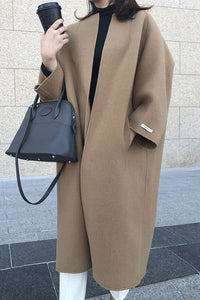 Elegant Women's Long Wool Coat - Stylish Camel Winter Outerwear 1