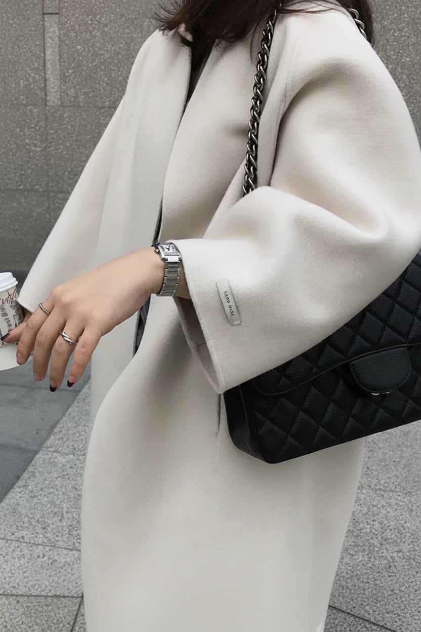 Elegant Women's Long Wool Coat - Stylish Camel Winter Outerwear 4