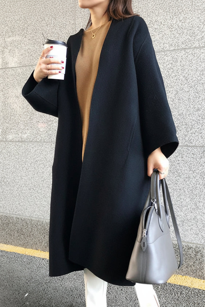 Elegant Women's Long Wool Coat - Stylish Camel Winter Outerwear 5