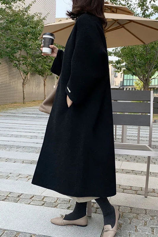Elegant Women's Long Wool Coat - Stylish Camel Winter Outerwear 6