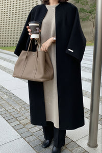 Elegant Women's Long Wool Coat - Stylish Camel Winter Outerwear 7