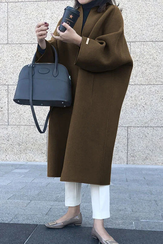 Elegant Women's Long Wool Coat - Stylish Camel Winter Outerwear 8