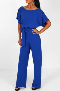 Elegant Women's Short-Sleeve Jumpsuit with Adjustable Tie Belt for Chic Comfort 2