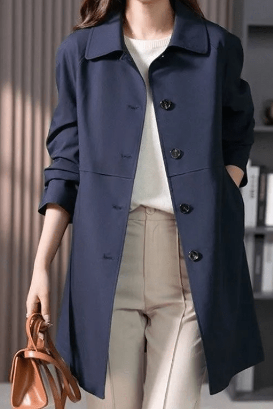 Elegant Women's Short Trench Coat with Tailored Fit & Single Button Closure 0