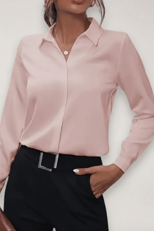 Elegant Women's Tailored Blouse - Soft Breathable Fabric Button-Up Shirt 5