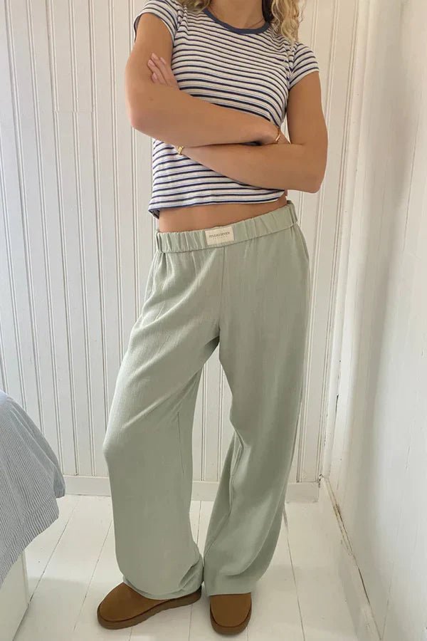 Elke - Women's Lightweight Striped Pants with Elastic Waistband & Pockets 10