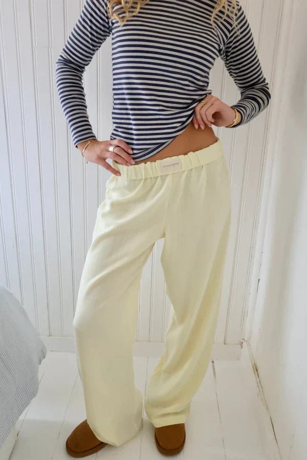 Elke - Women's Lightweight Striped Pants with Elastic Waistband & Pockets 7