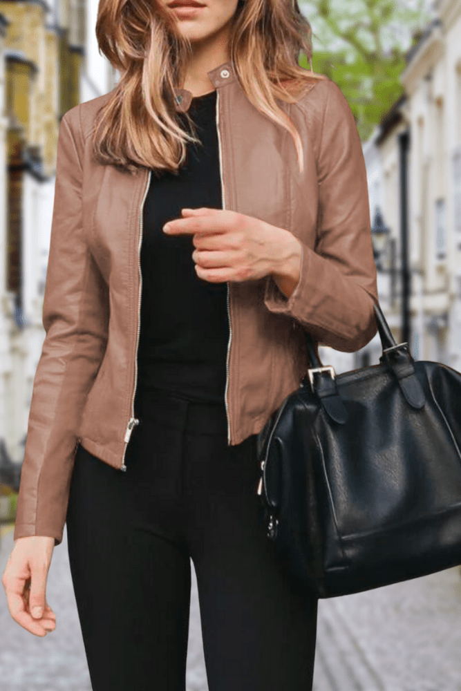 Emily - Women's Elegant Biker Jacket with Zippered Closure & Timeless Style 1