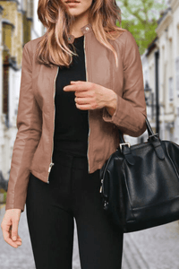 Emily - Women's Elegant Biker Jacket with Zippered Closure & Timeless Style 1