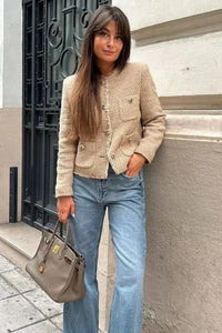 Emily - Women's Tweed Button-Down Jacket with Structured Fit for Versatile Styling 1