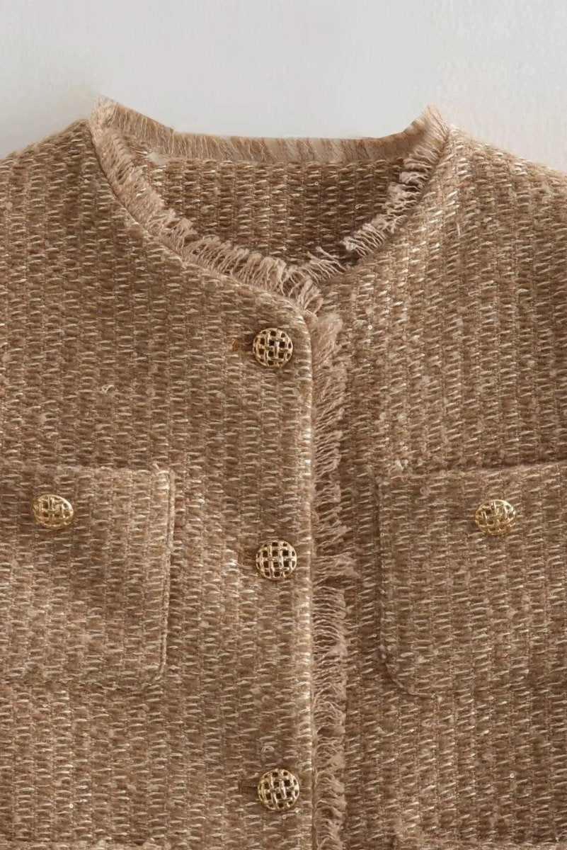 Emily - Women's Tweed Button-Down Jacket with Structured Fit for Versatile Styling 3