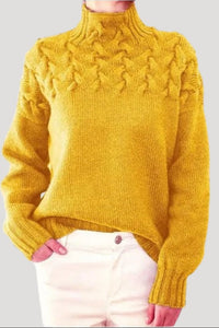 Emma Women's Cable Knit High-Neck Sweater for Spring Comfort 4