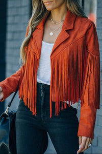 Fringed Suede Moto Jacket for Women - Soft Material, Tailored Fit, Edgy Style 0
